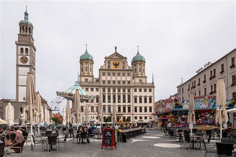 Augsburg Perlachturm Und Rathaus Am Rathausplatz Auf Dem Flickr