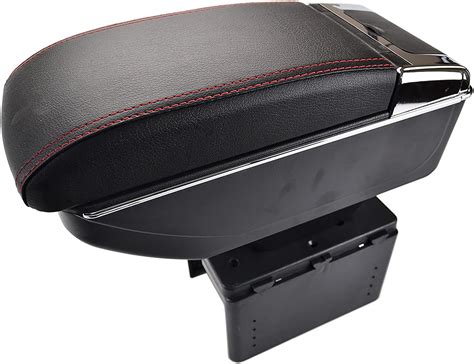 Universal Dual Layer Black Leather Arm Rest Centre Console Storage Box