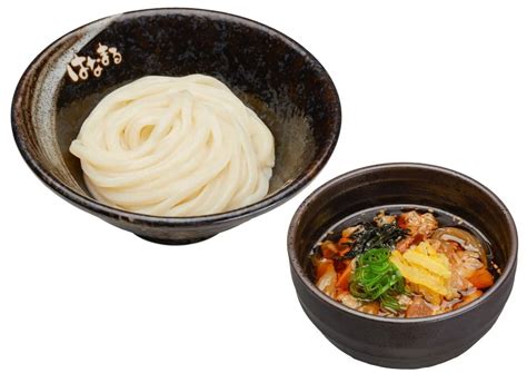 はなまるうどん 濃厚つけ麺フェア「ゆず牛肉つけ麺」「魚介豚骨つけ麺」小中サイズ同一価格 えん食べ