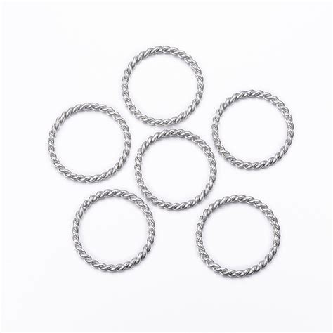 Honeyhandy 304 Stainless Steel Linking Rings Twisted Ring Stainless Steel Color 24x2mm