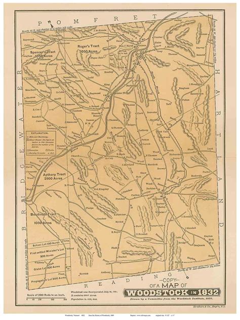 Woodstock 1832 (1889) Woodstock Institute - Old Map Reprint - Vermont ...