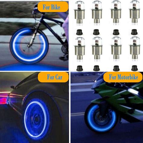 X Car Auto Wheel Tire Tyre Air Valve Stem Blue Led Light Caps Cover