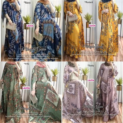 Jual Ready Mikayla Gown Dress Premium Rayon Viscose Jumbo Ld Ori