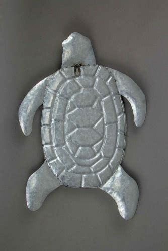 Zeckos Galvanized Zinc Finish Metal Sea Turtle Wall Hanging With