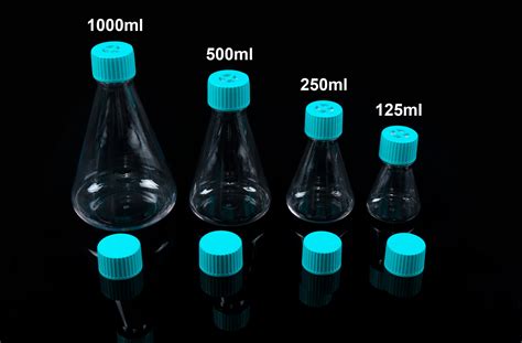 250ml PETG Erlenmeyer Flask Flat Base Vent Cap Sterile 1 Pk 12 Cs