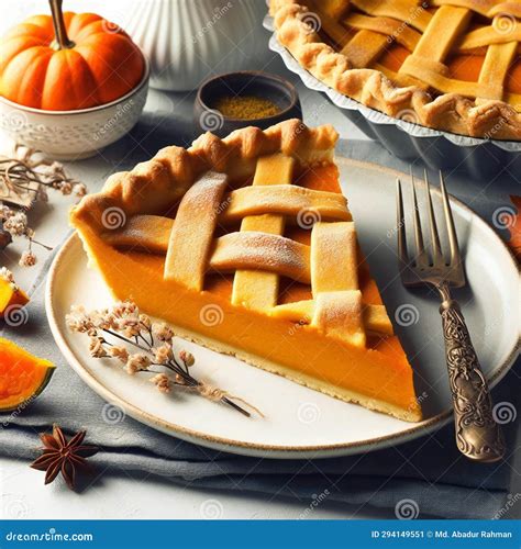 Luscious Slice of Pumpkin Pie with Lattice Crust Ai Generated Stock ...