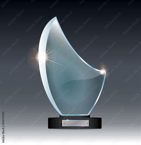 Vetor Do Stock Blank Tall Glass Trophy Mockup Empty Acrylic Award