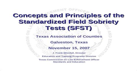 Concepts And Principles Of The Standardized Field Sobriety Tests Sfst