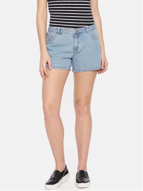 Buy Only Women Blue Washed Slim Fit Denim Shorts Shorts For Women