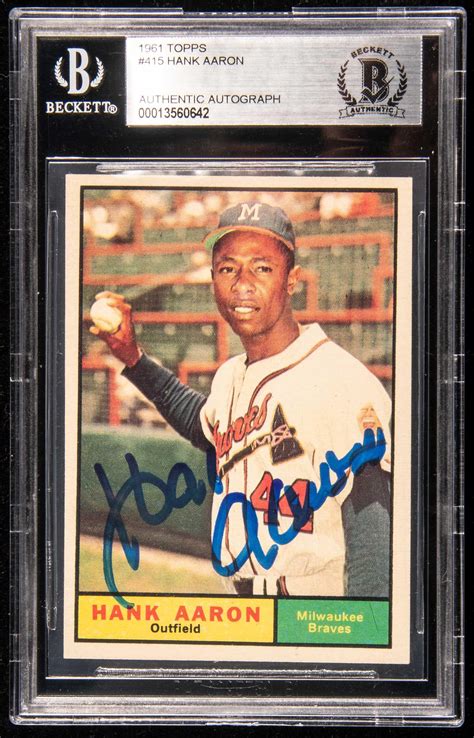 Sold Price Topps Hank Aaron Autographed Card April