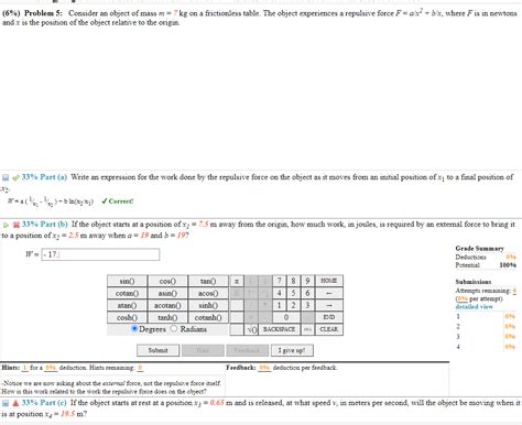 Solved (6%) Problem 5: Consider an object of mass m= 7 kg on | Chegg.com 