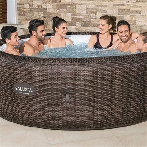 Bestway SaluSpa St Moritz AirJet Inflatable Hot Tub 5 7 Person Outdoor Spa Peach Frog