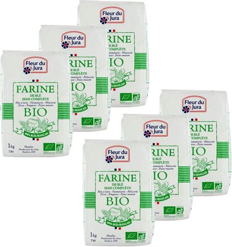 Lot 6x Farine T80 Semi Complète Bio 100 Blés Français Fleur Du Jura