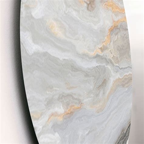 DesignArt White Marble With Curley Grey And Gold Veins Glam Metal