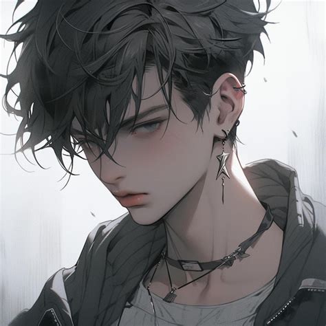 Premium AI Image | anime boy with black hair and piercings wearing a ...