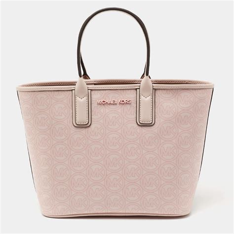 Michael Kors Pink Signature Coated Canvas And Leather Small Jodie Tote