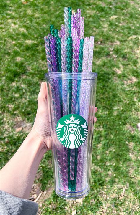 Reusable Swirl Straw Venti Extra Long Colored Straws Etsy