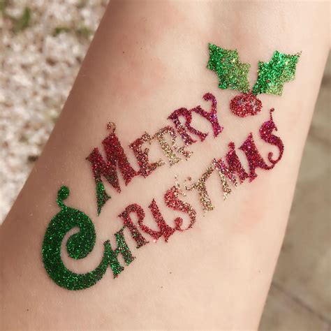 Merry Christmas Glitter Tattoo Stencils 362 Temporary Tattoo Store