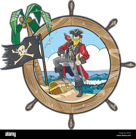 Pirate Ship Steering Wheel Cartoon