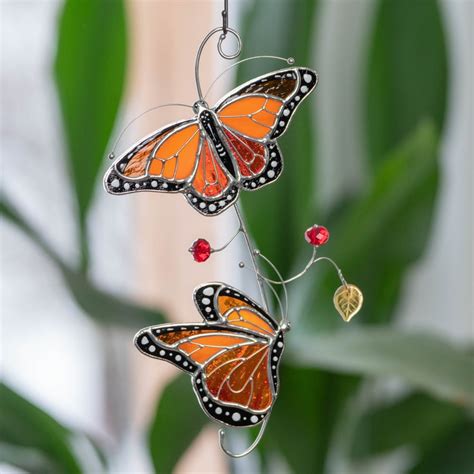 Stained Glass Monarch Butterfly Suncatcher Christmas Ts Etsy