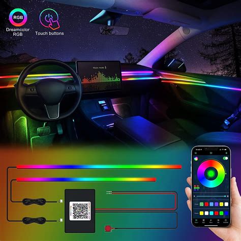 Acrylic Interior Car Led Strip Light With Wireless App Rgb Dreamcolor