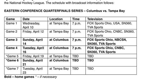 CBJ Playoff Schedule : r/BlueJackets