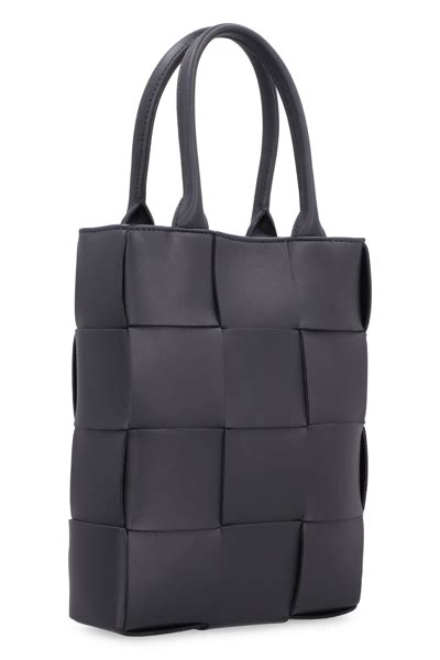 Bottega Veneta Cassette Leather Mini Tote In Black Modesens