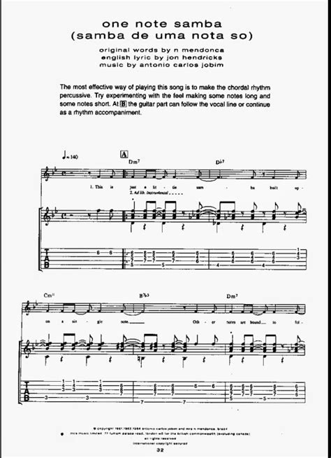 Antonio Carlos Jobim Samba De Uma Nota So Partituras Para Guitarra