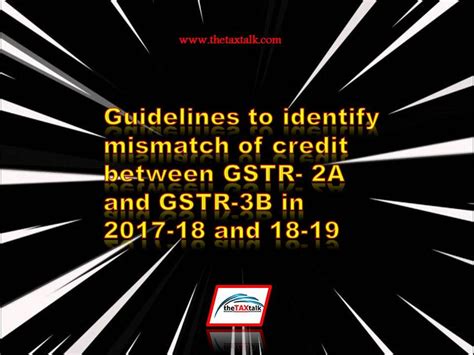 Guidelines To Identify Mismatch Of Credit Between GSTR 2A And