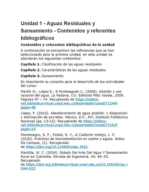 Unidad 1 Kjo Unidad 1 Aguas Residuales Y Saneamiento Contenidos