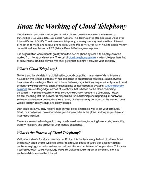 Ppt Know The Working Of Cloud Telephony Powerpoint Presentation