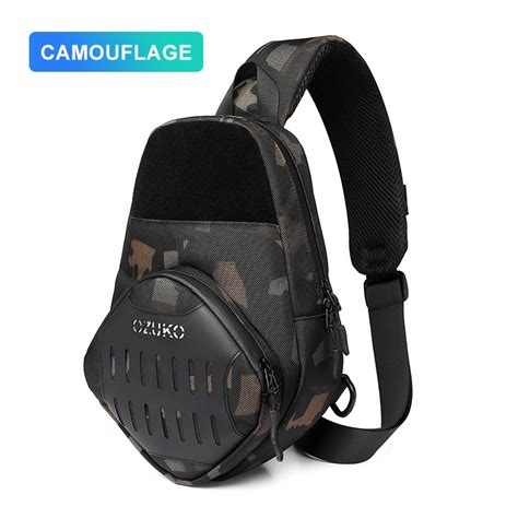 Ozuko Fashion Tactical Waterproof Chest Pack Men Usb Charging Outdoor