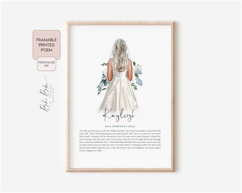 Best Friend Printed Wedding Poem Gifts for Bride From - Etsy