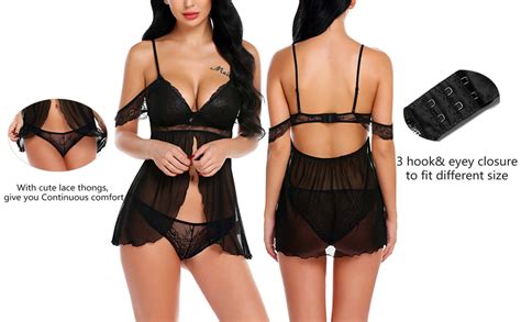 Avidlove Women Lingerie Off Shoulder Babydoll Lace Chemise Strap