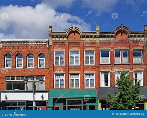 Facades of Preserved 19th Century Commercial Buildings Stock Photo ...