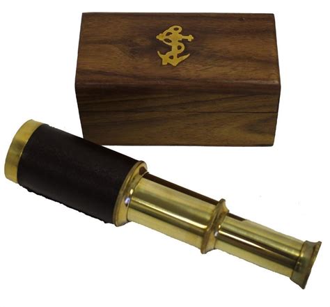 6 Handheld Brass Telescope With Wooden Box Pirate Navigation Free Shipping Itdc Wooden