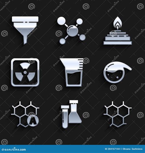 Set Laboratory Glassware Or Beaker Test Tube And Flask Chemical