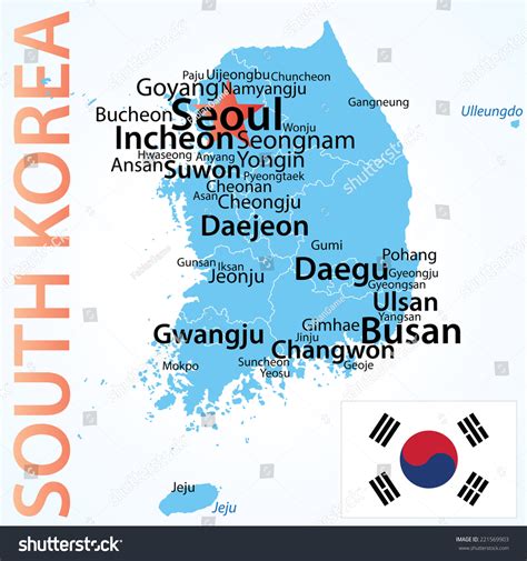 South Korea Vector Map Largest Cities Stock Vector (Royalty Free ...