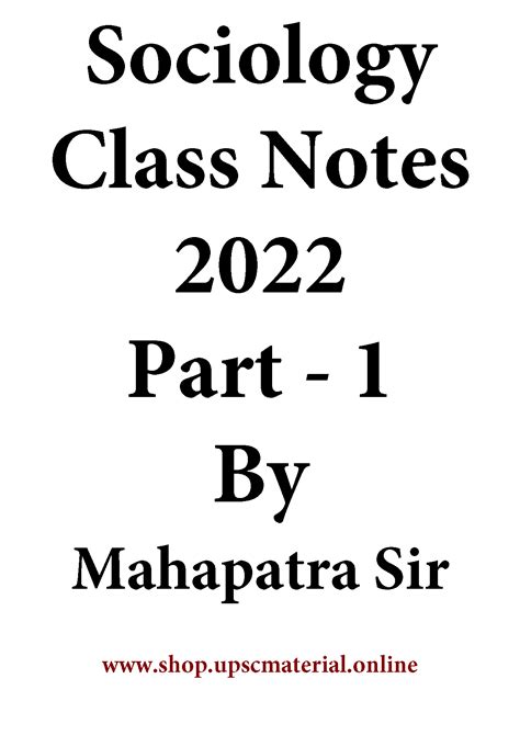 Sociology Optional Class Notes 2022 By Mahapatra Sir Upsccopycenter