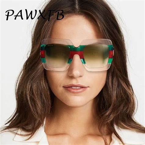 Pawxfb Luxury Italy Brand Oversized Square Sunglasses Women Retro Brand