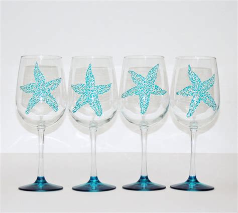 Sea Star Starfish Wine Glasses Set Of 4 By Butterflyrougestudio