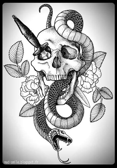 Skull And Snake And Roses Drawings Peepsburgh