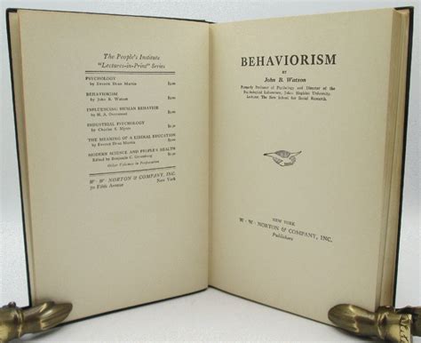 Behaviorism By John B Watson By Watson John B Very Good Hardcover 1925 First Edition