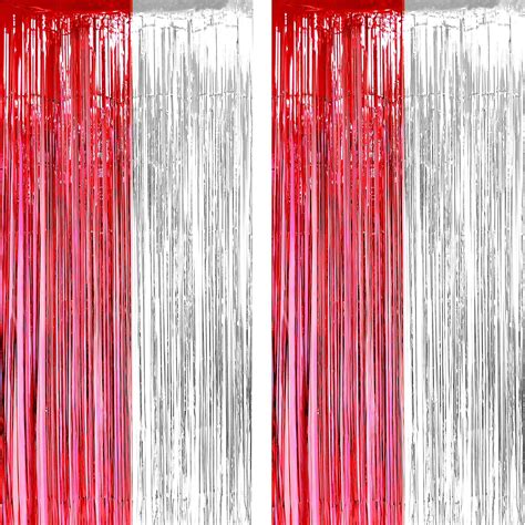 Amazon Red White Party Tinsel Foil Fringe Curtains Circus