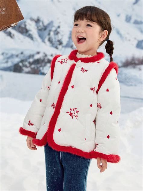 Balabala Girls Chinese Style Down Jacket Embroidered Winter 2024 Two