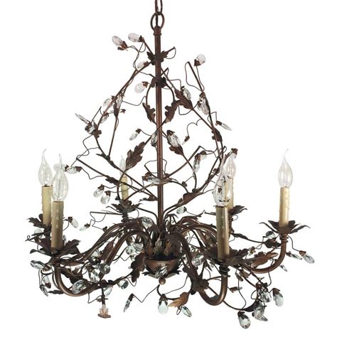 Bel Air Lighting Iron Leaf 6 Light Antique Gold Chandelier With