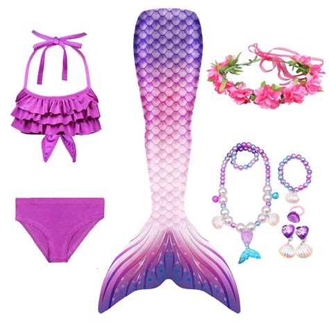 Ba Ador De Cola De Sirena Para Ni Os Con Aletas Tops Traje De Bikini