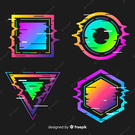 Free Vector Glitch Geometric Shape Collection