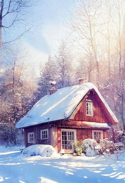 Premium Photo | Rustic country house snowy winter