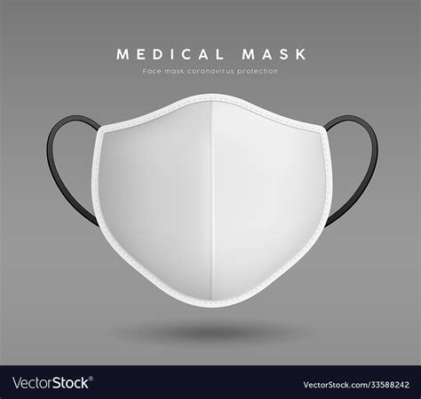 Face Mask White Color Realistic Mock Up Template Vector Image